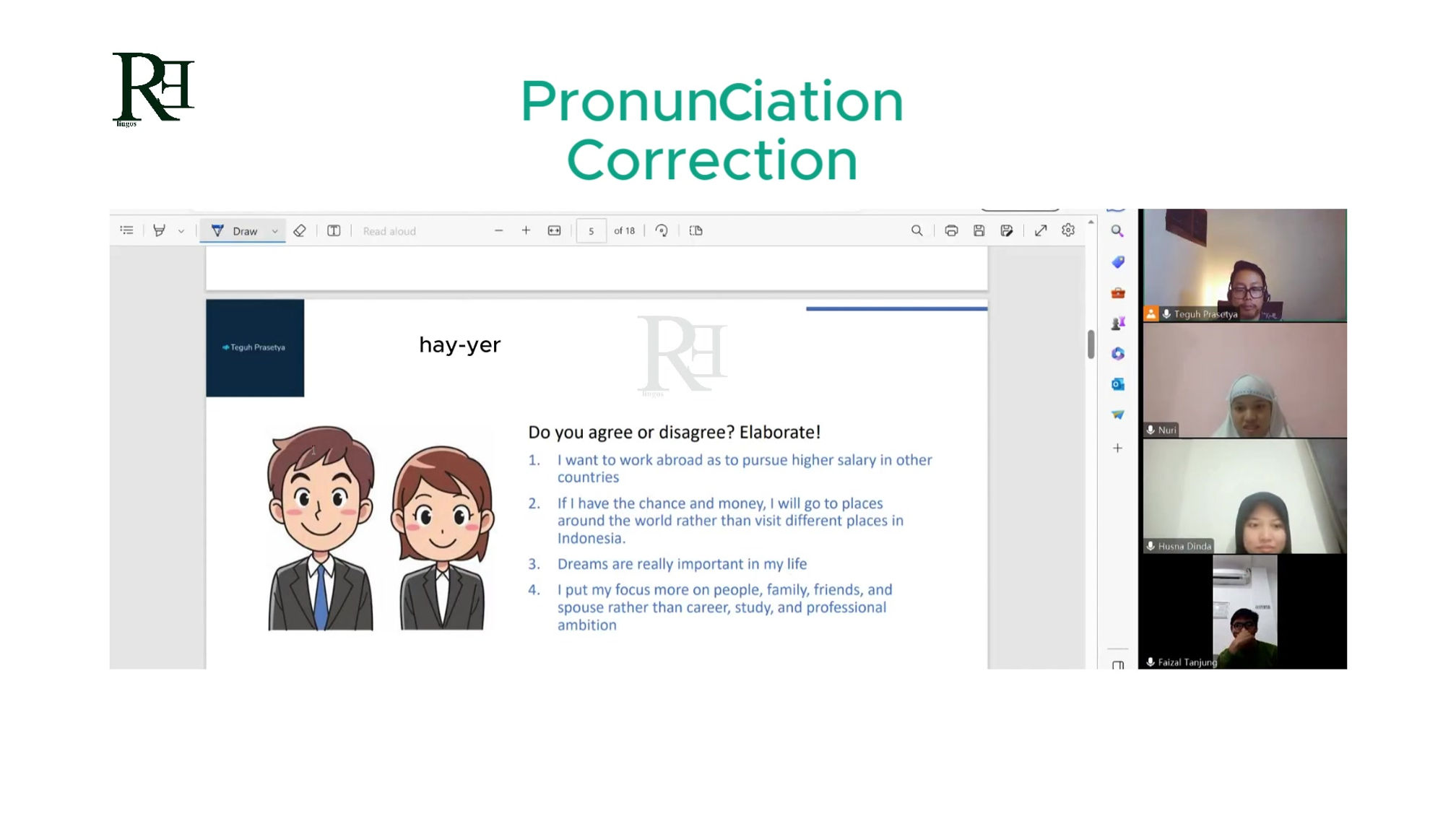 Praktek Percakapan, sekaligus koreksi pelafalan dan grammar???